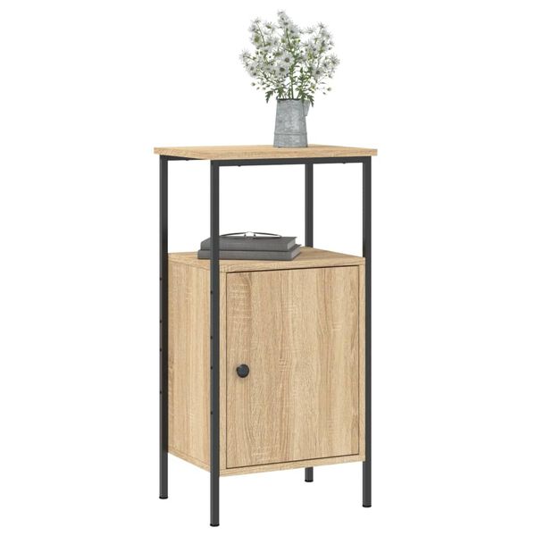 vidaXL Bedside Cabinet Set of 2 Sonoma oak Engineered wood, iron Medium