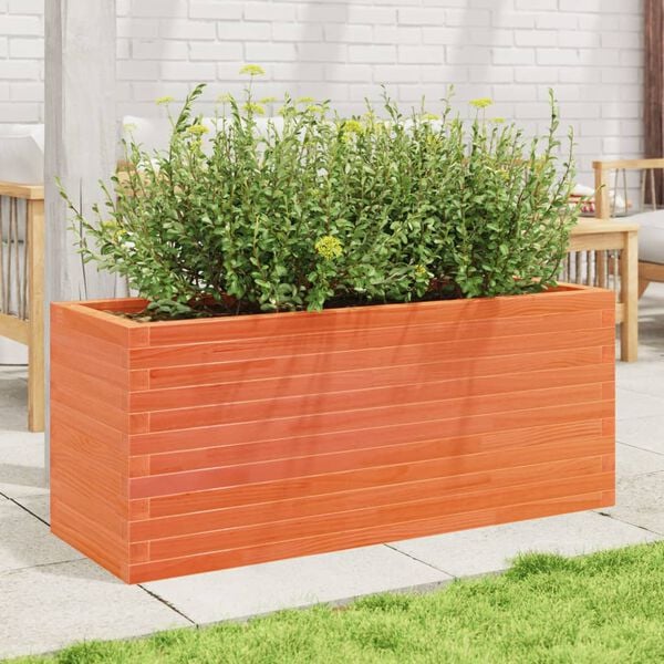 vidaXL Garden Planter Wax Brown Solid Pine Wood 43.3 x 15.7 x 17.9 in