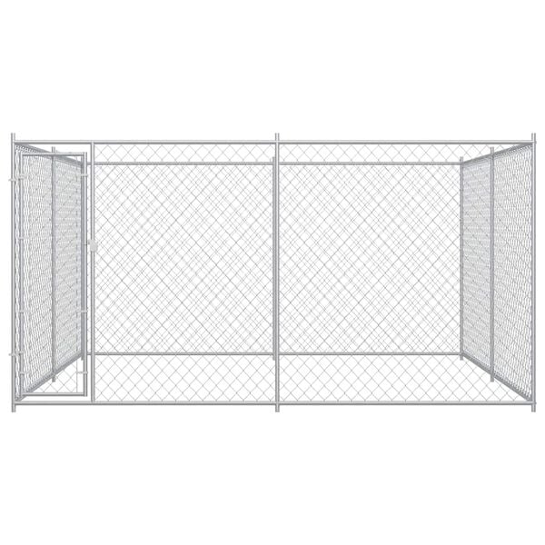 vidaXL Dog Kennel Galvanized Steel 150.8 x 150.8 in Durable Dog Kennel