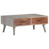 vidaXL Coffee Table Grey Solid Rough Mango Wood Medium Coffee Table