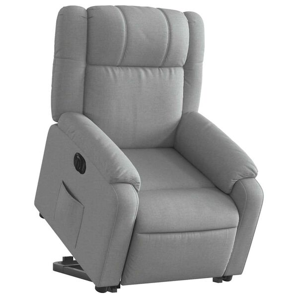 vidaXL Electric Stand up Recliner Chair Light Gray Fabric