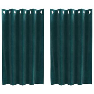 vidaXL Blackout Curtains 2 pcs Dark Green 55.12 x 55.12 in Velvet
