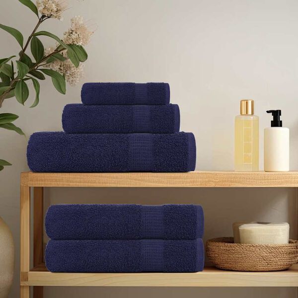 vidaXL Guest Towel Set of 4 Navy blue 100% cotton 11.8 x 19.7 in