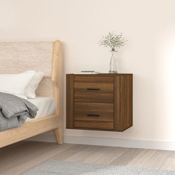 vidaXL Wall-mounted Bedside Cabinet Brown oak Engineered wood
