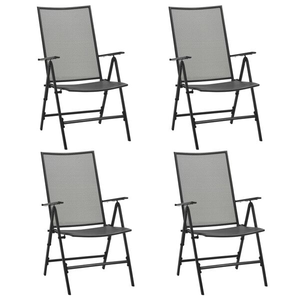 vidaXL Folding Chair Set of 4 Anthracite Steel Standard Foldable