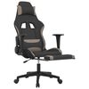 vidaXL Gaming Chair with Footrest Black and Taupe Fabric