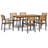 vidaXL 7 Piece Patio Dining Set Solid Wood Acacia and Metal