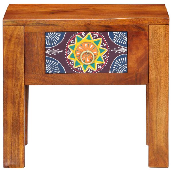 vidaXL Side Table with Drawer Brown 40 x 30 x 36 cm Solid Acacia wood