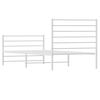 vidaXL Bed Frame White Powder-Coated Steel Twin Bed Frame Rectangular