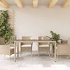 vidaXL Garden Table Beige Poly rattan, powder-coated steel, tempered glass