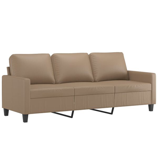 vidaXL 3-seater Sofa Cappuccino Faux leather, metal, textilene