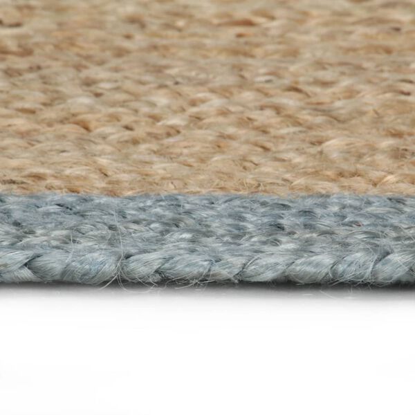 vidaXL Area Rug Natural and olive green Braided jute 59 in diameter