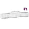 vidaXL Gabion Basket Set of 9 Silver Galvanized iron