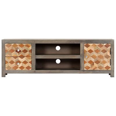 vidaXL TV Cabinet Gray 47.2"x11.8"x15.7" Solid Mango Wood