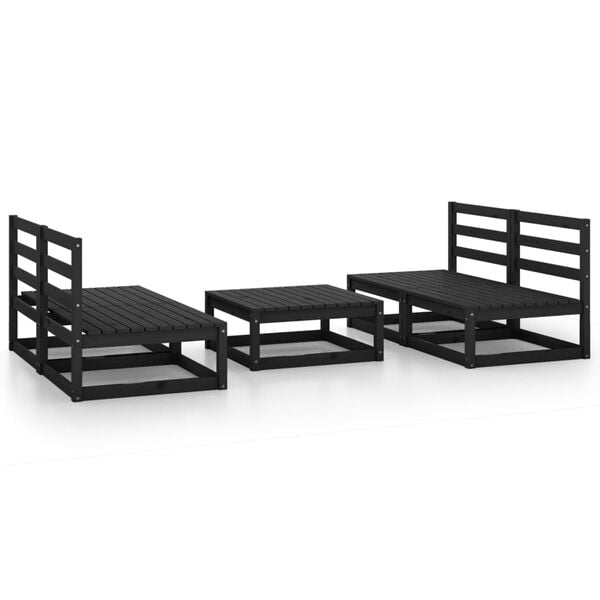 vidaXL Garden Lounge Set Black Solid pine wood Large Modular