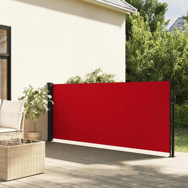 vidaXL Retractable Side Awning Red 100% polyester with PU coating