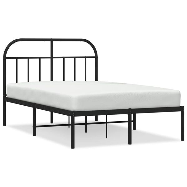 vidaXL Bed Frame Black Powder-Coated Steel 47.2 x 78.7 in Durable