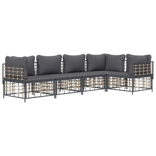 vidaXL Garden Lounge Set Charcoal Poly rattan Large Modular