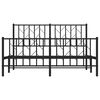 vidaXL Bed Frame Black Steel 53.1x74.8 in Double Bed Frame Rectangular