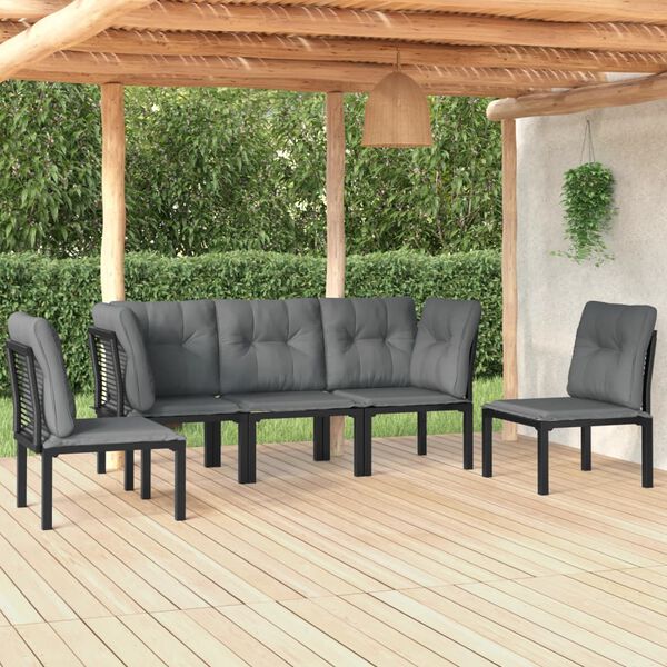 vidaXL Garden Lounge Set Black and Grey