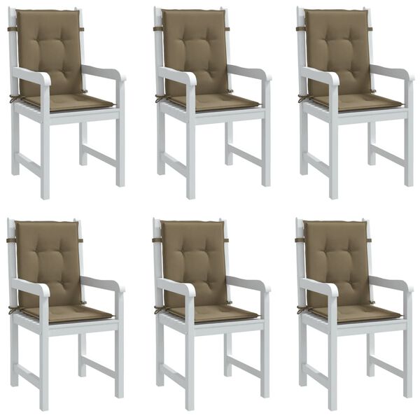 vidaXL Lowback Chair Cushion Set of 6 Melange taupe Polyester