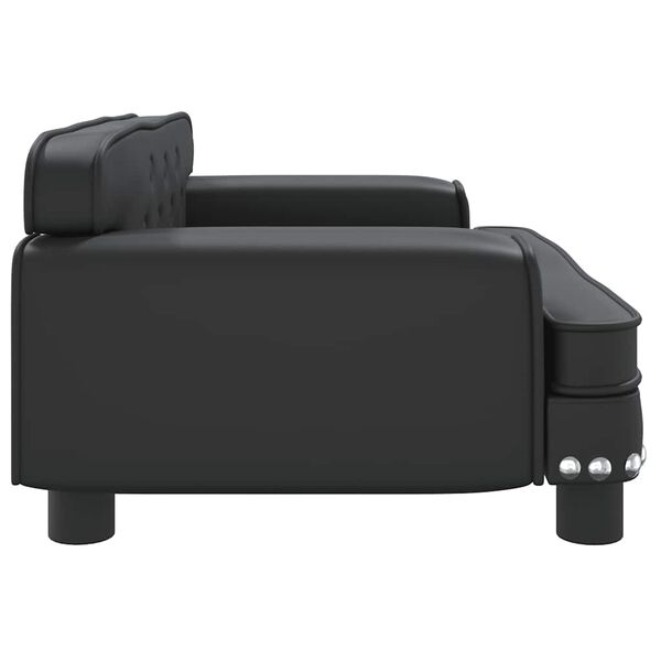 vidaXL Kids Sofa Black Faux leather, solid pine wood, foam Mini Modern
