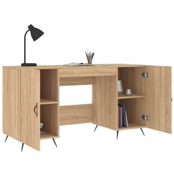 vidaXL Desk Sonoma oak Engineered wood Medium Desk Rectangular