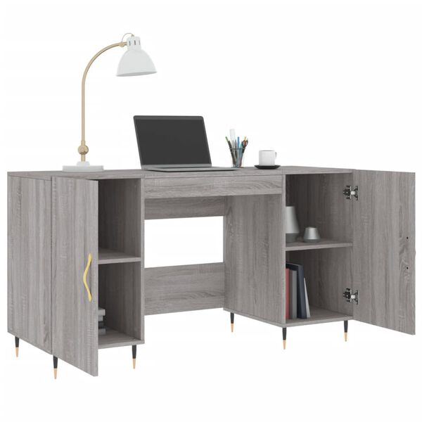 vidaXL Desk Grey sonoma Engineered wood, iron, aluminum alloy