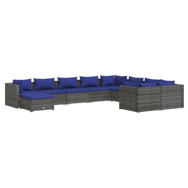 vidaXL Garden Lounge Set Grey PE rattan Large Modular