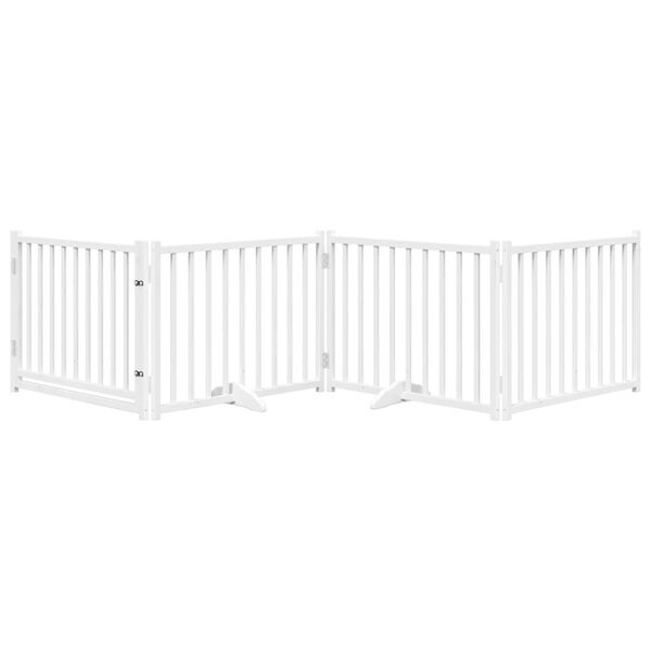 vidaXL Dog Gate Set of 4 White Solid fir wood 126.0 in total length