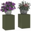 vidaXL Plant Stand 2 pcs Olive green 9.45 x 9.45 x 13.78 in Steel