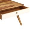 vidaXL Coffee Table Brown and White Solid Acacia Wood 43.3x19.7x13.8 in