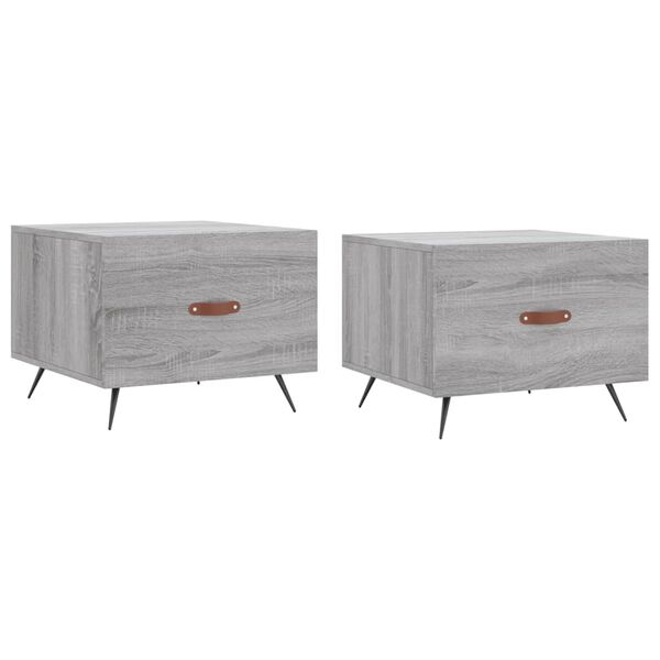 vidaXL Coffee Table Set of 2 Grey Sonoma Engineered wood, Iron