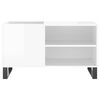 vidaXL Record Cabinet Glossy White Engineered Wood, Iron Medium