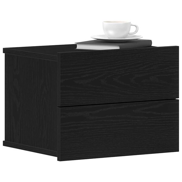 vidaXL Bedside Cabinet with Drawer Black Oak 15.75 x 11.81 x 11.81 in