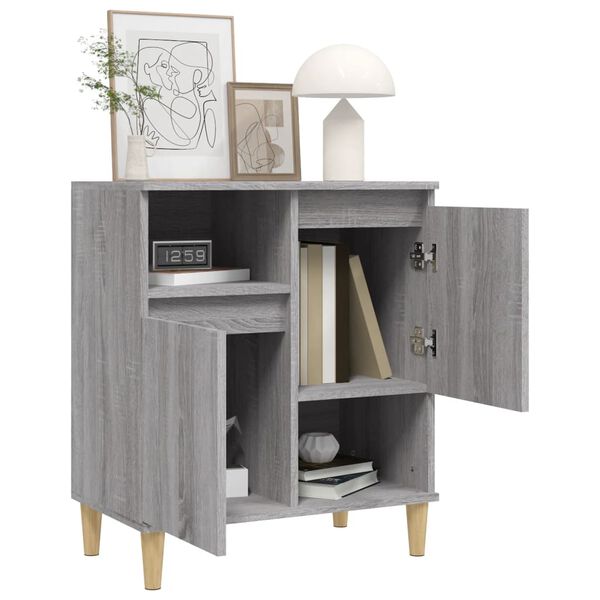 vidaXL Sideboard Grey Sonoma Engineered wood, solid eucalyptus wood