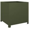 vidaXL Garden Planter Olive Green Steel 19.7 x 19.7 x 19.7 in Durable