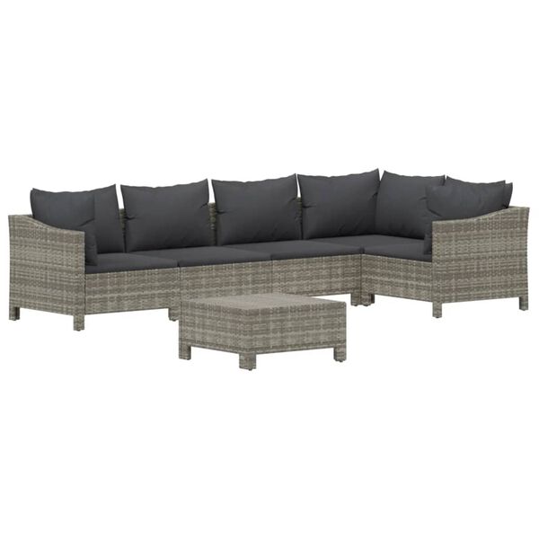 vidaXL Garden Lounge Set Grey PE rattan, powder-coated steel Large