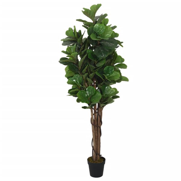 vidaXL Artificial Fiddle Leaf Fig Tree Green PEVA, Wood, Plastic Medium