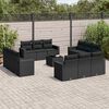 vidaXL Garden Sofa Set Black PE rattan, powder-coated steel, tempered glass
