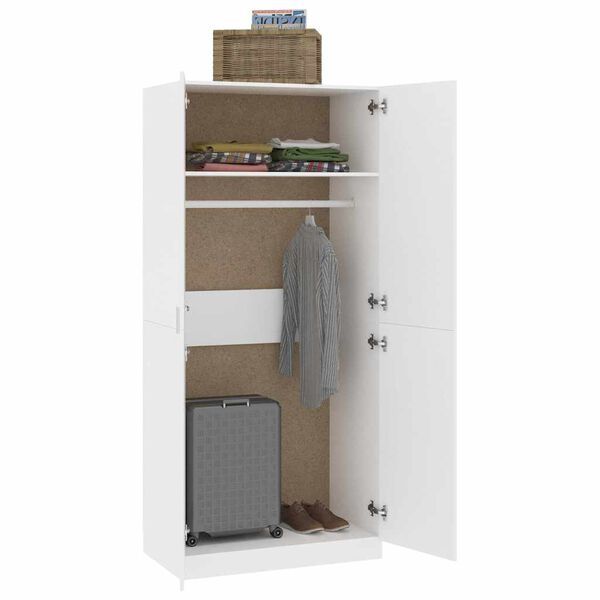 vidaXL Wardrobe White Engineered wood Compact Wardrobe Rectangular