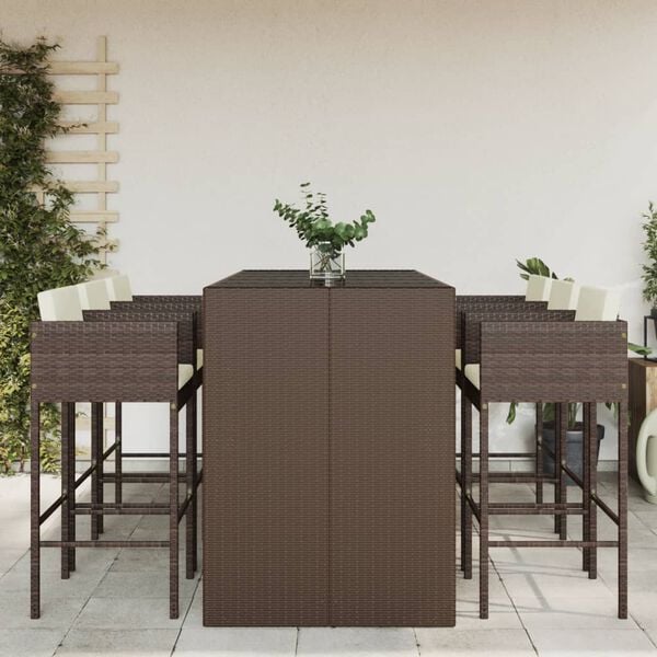 vidaXL Garden Bar Set Brown, Cream White, Black