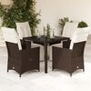 vidaXL 5 Piece Patio Bistro Set with Cushions Brown Poly Rattan