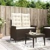 vidaXL Reclining Patio Bench with Cushions Brown Poly Rattan