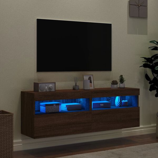 vidaXL TV Wall Cabinet Set of 2 Brown Oak Engineered Wood
