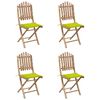 vidaXL 5 Piece Folding Patio Dining Set with Cushions Bamboo