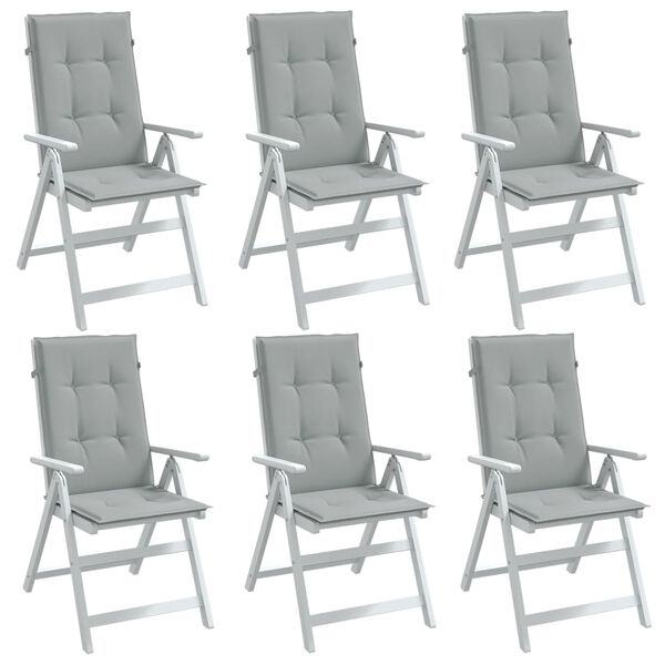 vidaXL Highback Chair Cushion Set of 6 Melange light grey 100% polyester