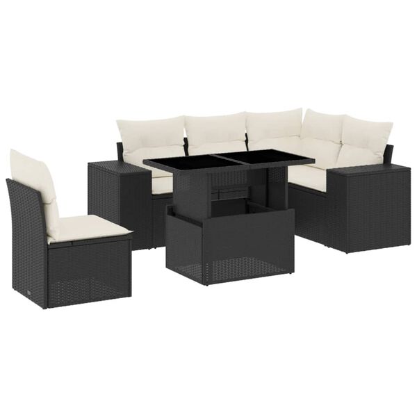 vidaXL Garden Sofa Set Black, Cream White