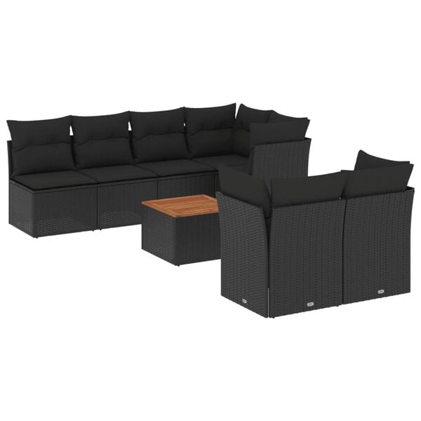 vidaXL Garden Sofa Set Black PE rattan Large Modular Garden Sofa Set