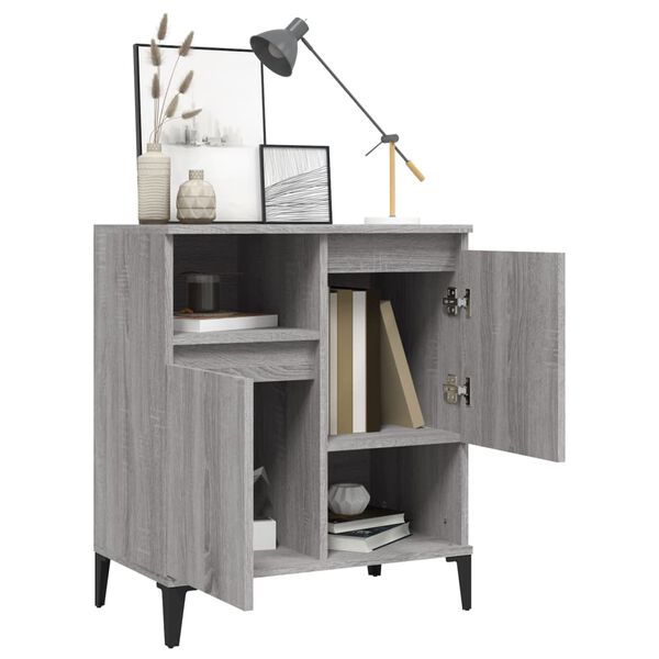 vidaXL Sideboard Grey Sonoma Engineered Wood, Metal Medium Sideboard